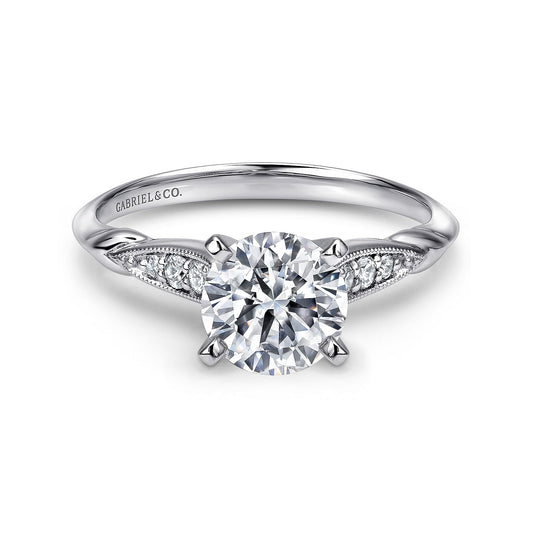 14K White Gold Round Diamond Engagement Ring