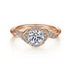 Vintage Inspired 14K Rose Gold Round Halo Diamond Engagement Ring