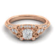 Unique 14K Rose Gold Vintage Inspired Princess Cut Diamond Halo Engagement Ring