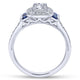Vintage Inspired 18K White Gold Round Halo Sapphire and Halo Diamond Channel Set Engagement Ring