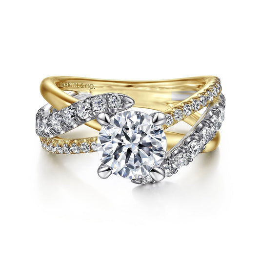 14K White-Yellow Gold Round Diamond Engagement Ring