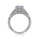 Unique 14K White Gold Vintage Inspired Diamond Halo Engagement Ring