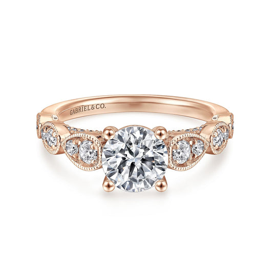 14K Rose Gold Round Diamond Engagement Ring
