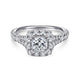 14K White-Rose Gold Cushion Halo Diamond Engagement Ring