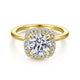 18K Yellow Gold Cushion Halo Round Diamond Engagement Ring