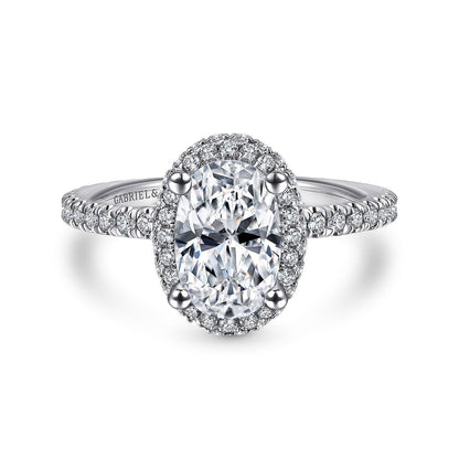 Platinum Oval Halo Diamond Engagement Ring