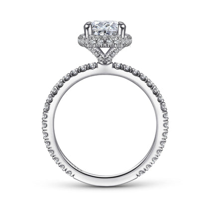 Platinum Oval Halo Diamond Engagement Ring