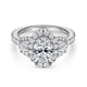18K White Gold Oval Three Stone Halo Diamond Channel Set Engagement Ring