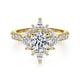 Unique 14K Yellow Gold Round Halo Diamond Engagement Ring