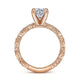 Vintage Inspired 14K Rose Gold Round Diamond Engagement Ring