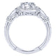 Art Deco 18K White Gold Round Halo Diamond Engagement Ring