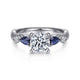 Platinum Round Five Stone Sapphire and Diamond Engagement Ring