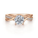 14K Rose Gold Twisted Round Diamond Engagement Ring