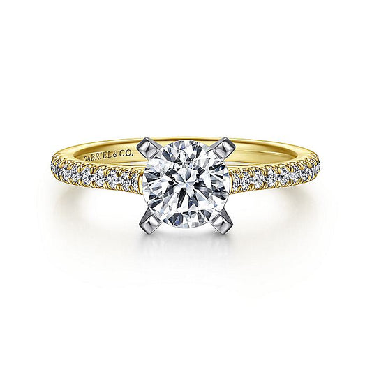 Gabriel & Co. ER7224M44JJ 14K White-Yellow Gold Round Diamond Engagement Ring