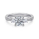 Vintage Inspired 14K White Gold Round Three Stone Diamond Engagement Ring