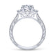 Vintage Inspired 14K White Gold Round Three Stone Diamond Engagement Ring