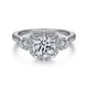 Platinum Cushion Halo Round Diamond Engagement Ring