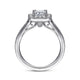Vintage Inspired 14K White Gold Emerald Halo Diamond Engagement Ring