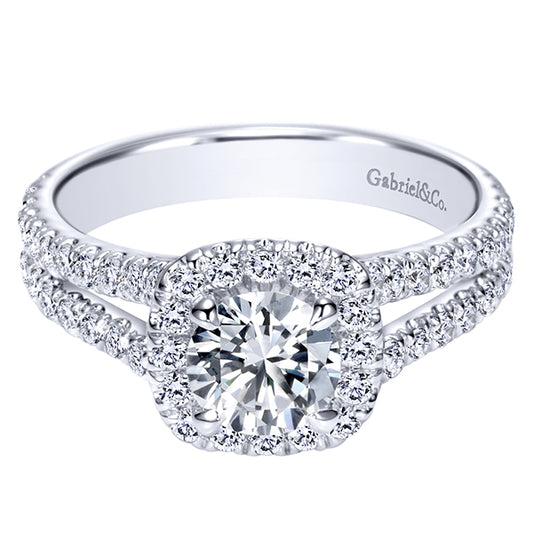 14k White Gold Diamond Halo Engagement Ring