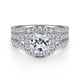 14K White Gold Cushion Halo Diamond Engagement Ring