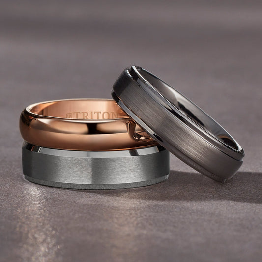 7MM Tungsten Carbide Ring - Satin Finish and Bevel Edge