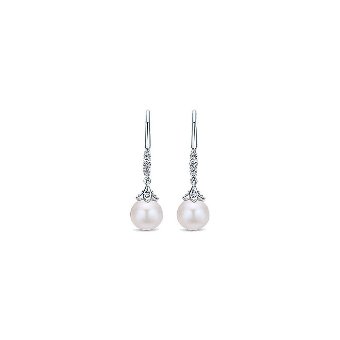 14k W. Gold Dia,PL Earrings