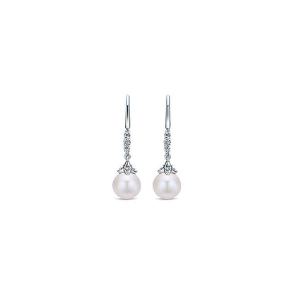 14k W. Gold Dia,PL Earrings