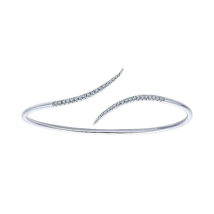 14k White Gold Diamond Bangle