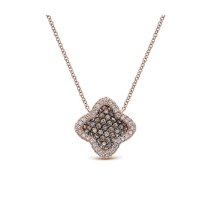 14k Pink Gold Diamond Champagne Diamond Fashion Necklace
