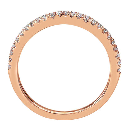 Wedding Band 14k Pink Gold Diamond Curved