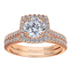 Wedding Band 14k Pink Gold Diamond Curved