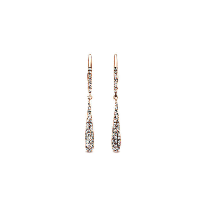 14k Pink Gold Diamond Drop Earrings