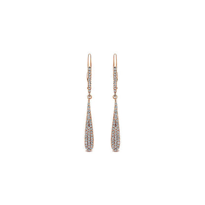 14k Pink Gold Diamond Drop Earrings