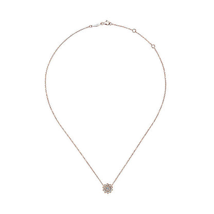 14k Pink Gold Diamond Fashion Necklace