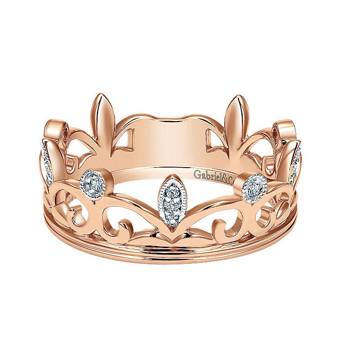 14k Pink Gold Diamond Stackable Ladies' Ring