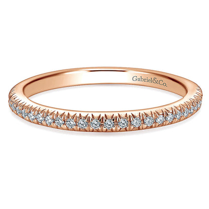 Wedding Band 14k Pink Gold Diamond Straight