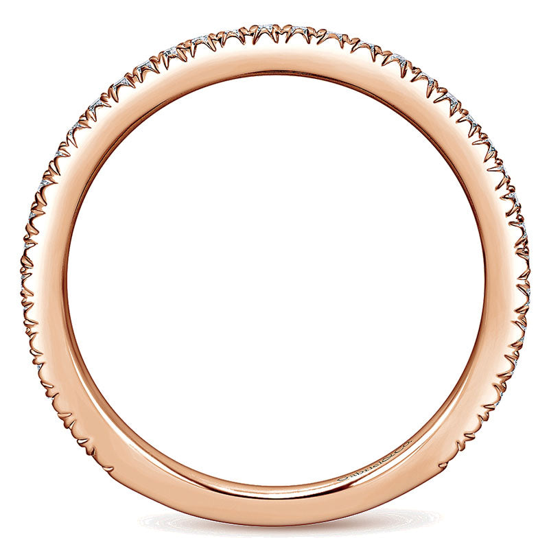 Wedding Band 14k Pink Gold Diamond Straight
