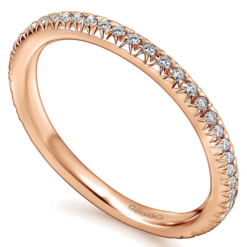 Wedding Band 14k Pink Gold Diamond Straight