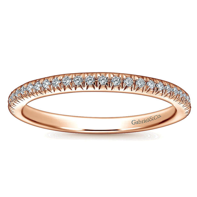 Wedding Band 14k Pink Gold Diamond Straight