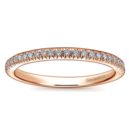 Wedding Band 14k Pink Gold Diamond Straight