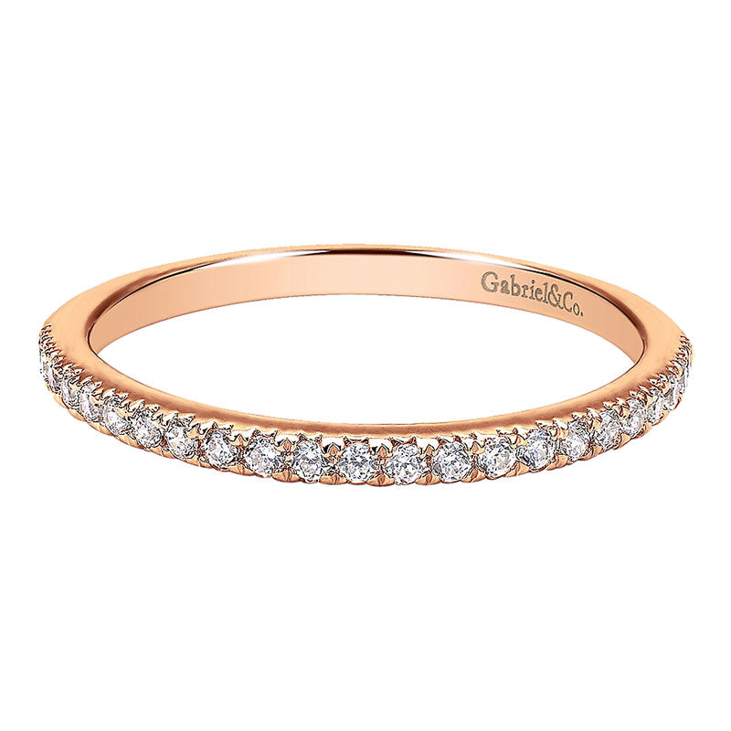 Wedding Band 14k Pink Gold Diamond Straight