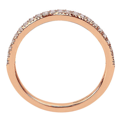 Wedding Band 14k Pink Gold Diamond Straight