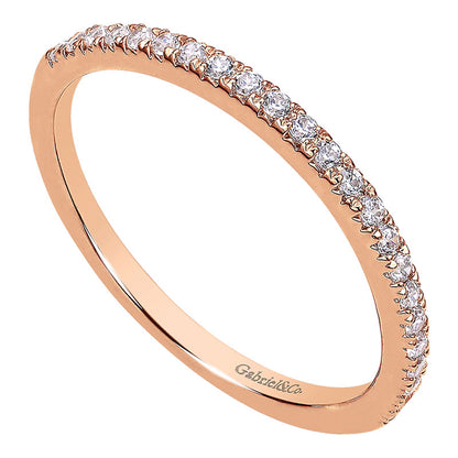 Wedding Band 14k Pink Gold Diamond Straight