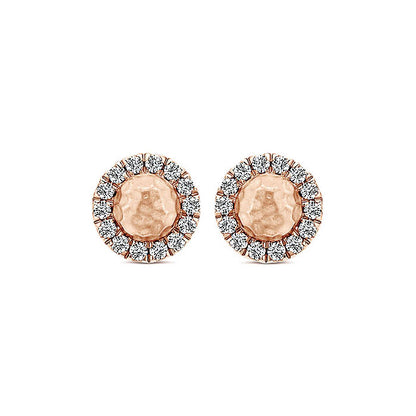 14k Pink Gold Diamond Stud Earrings