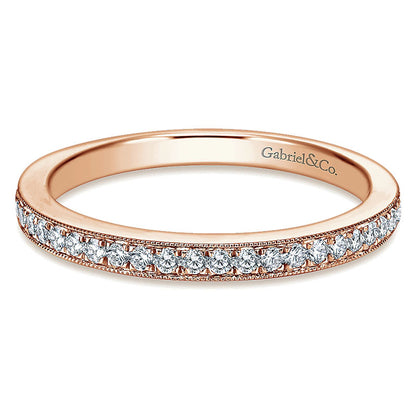 Wedding Band 14k Pink Gold Diamond