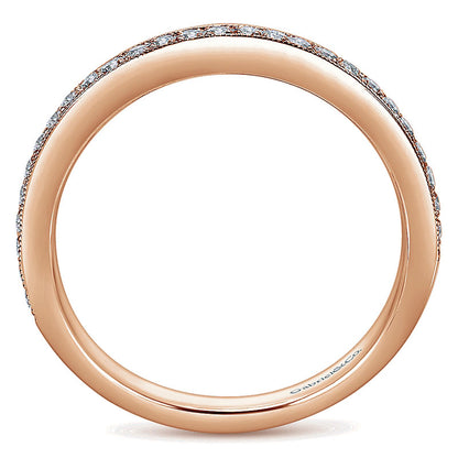 Wedding Band 14k Pink Gold Diamond