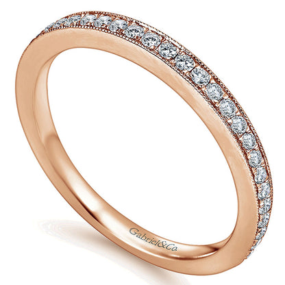 Wedding Band 14k Pink Gold Diamond