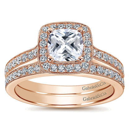 Wedding Band 14k Pink Gold Diamond