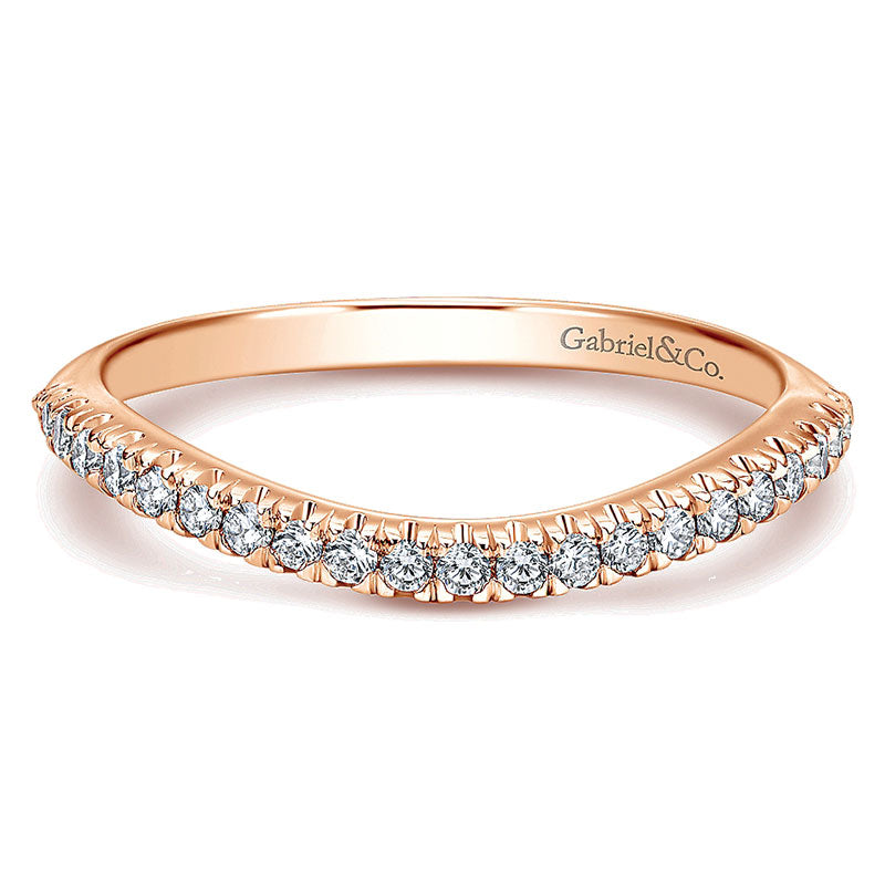 Wedding Band 14k Pink Gold Diamond