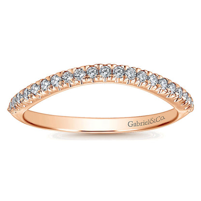 Wedding Band 14k Pink Gold Diamond